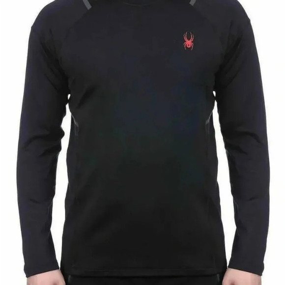NWT Spyder Active Mens Sz XXL Long Sleeve Shirt Black Moisture Wicking Stretch - Picture 2 of 3
